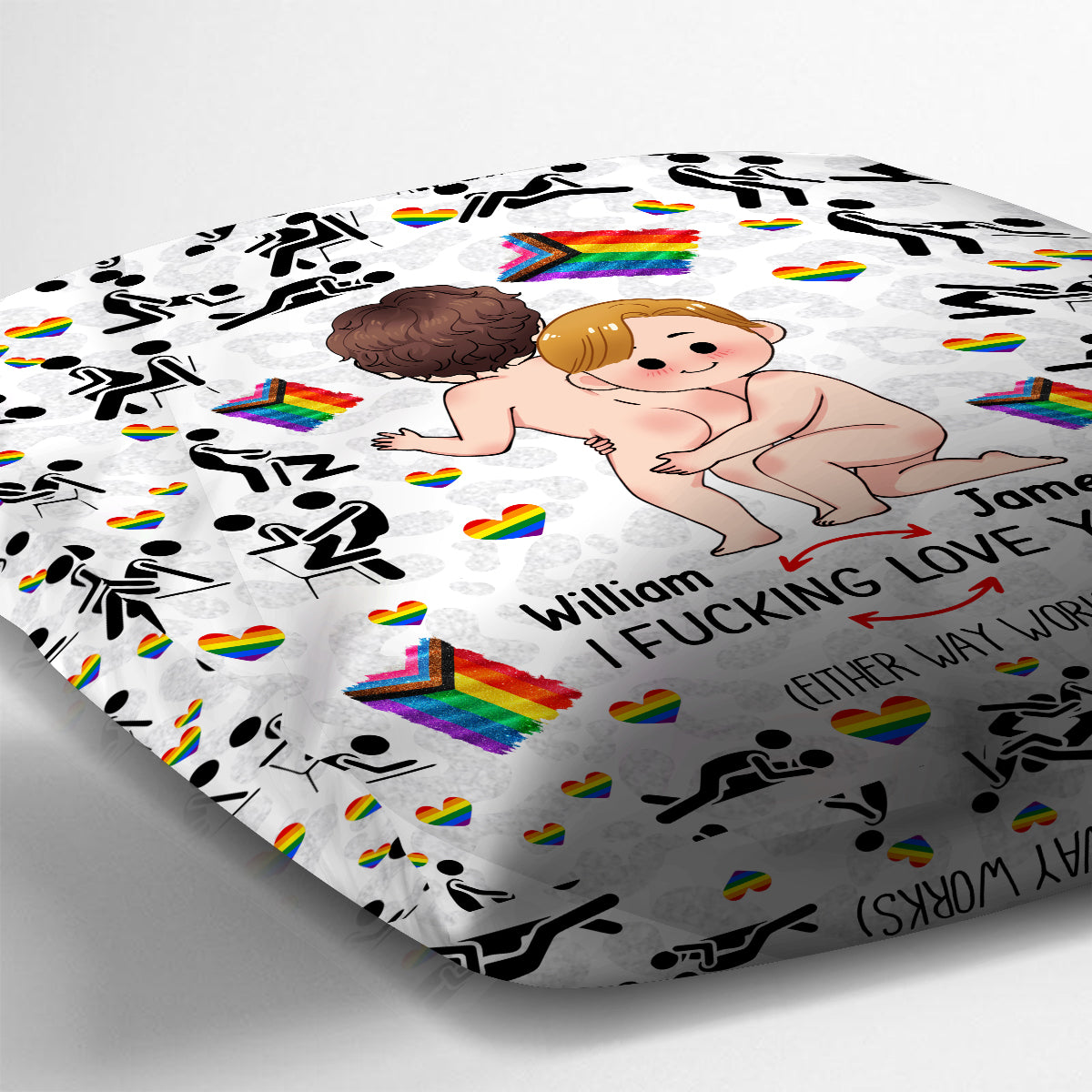 Je t'aime - Coussin décoratif personnalisé de soutien LGBT