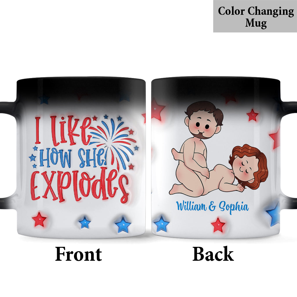 I Like How He Bangs I Like How She Explodes 4th July - Personalized Couple Mug