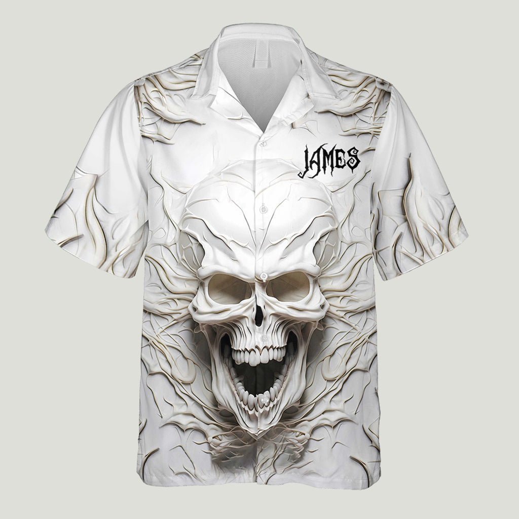 Chemise hawaïenne personnalisée à motif crâne noir