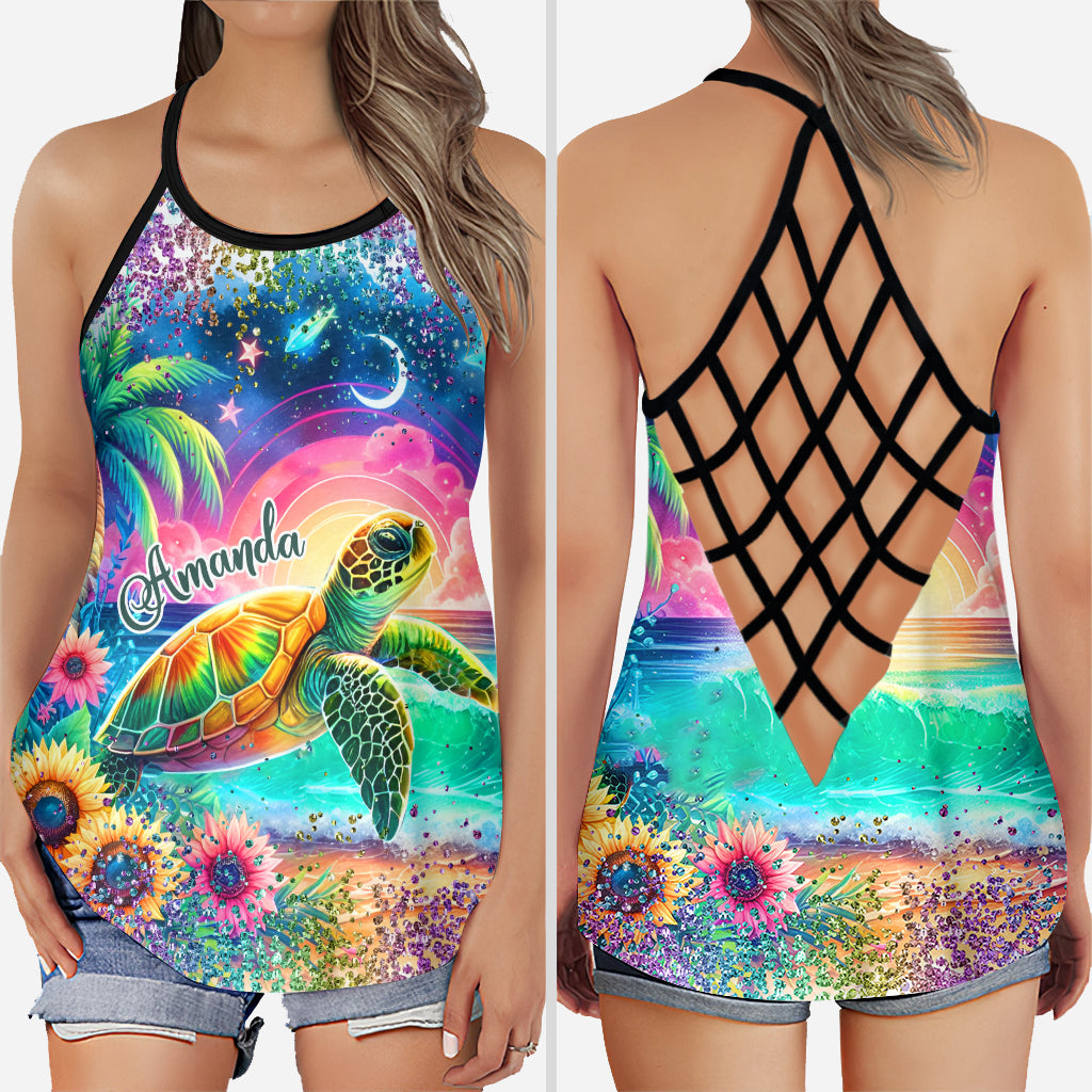 Turtle Lovers - Personalized Turtle Cross Tank Top