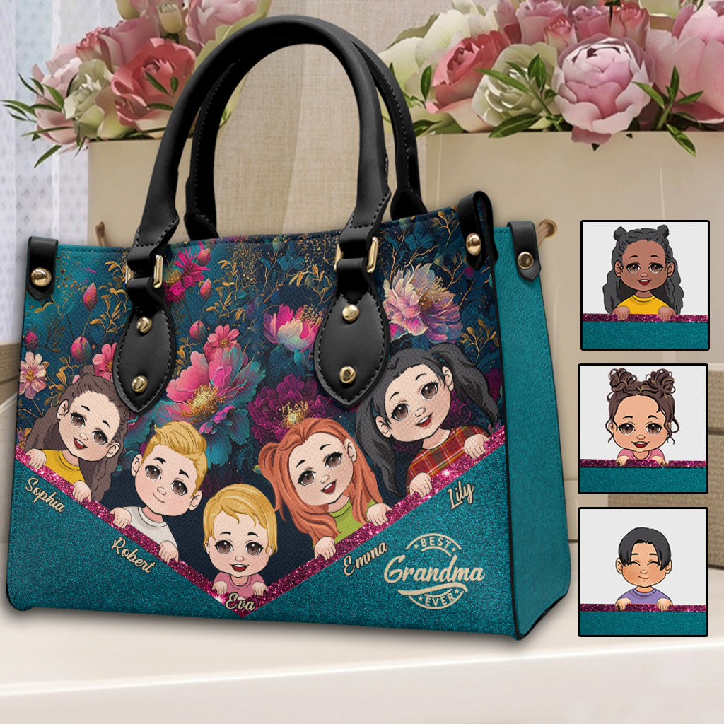Meilleure grand-mère du monde - Sac à main en cuir personnalisé pour grand-mère