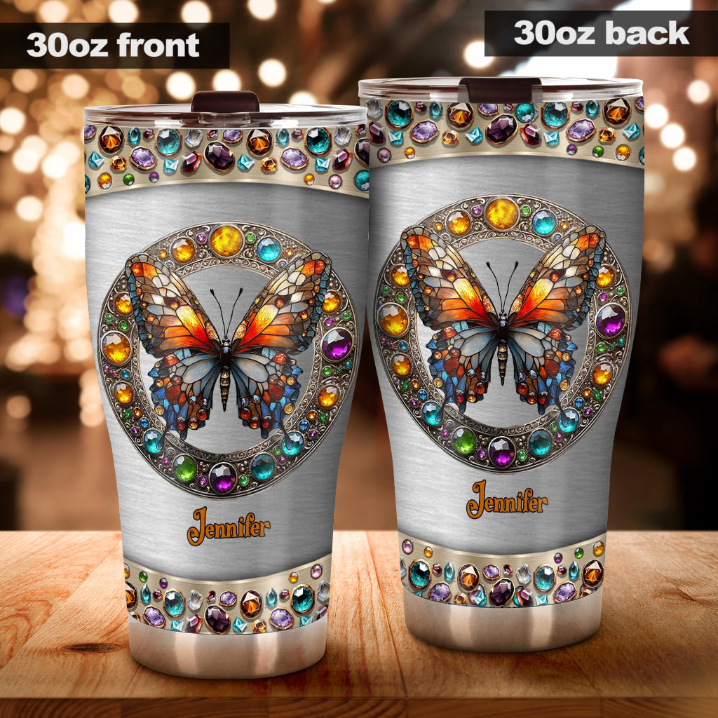 Beauté du vitrail - Gobelet papillon personnalisé