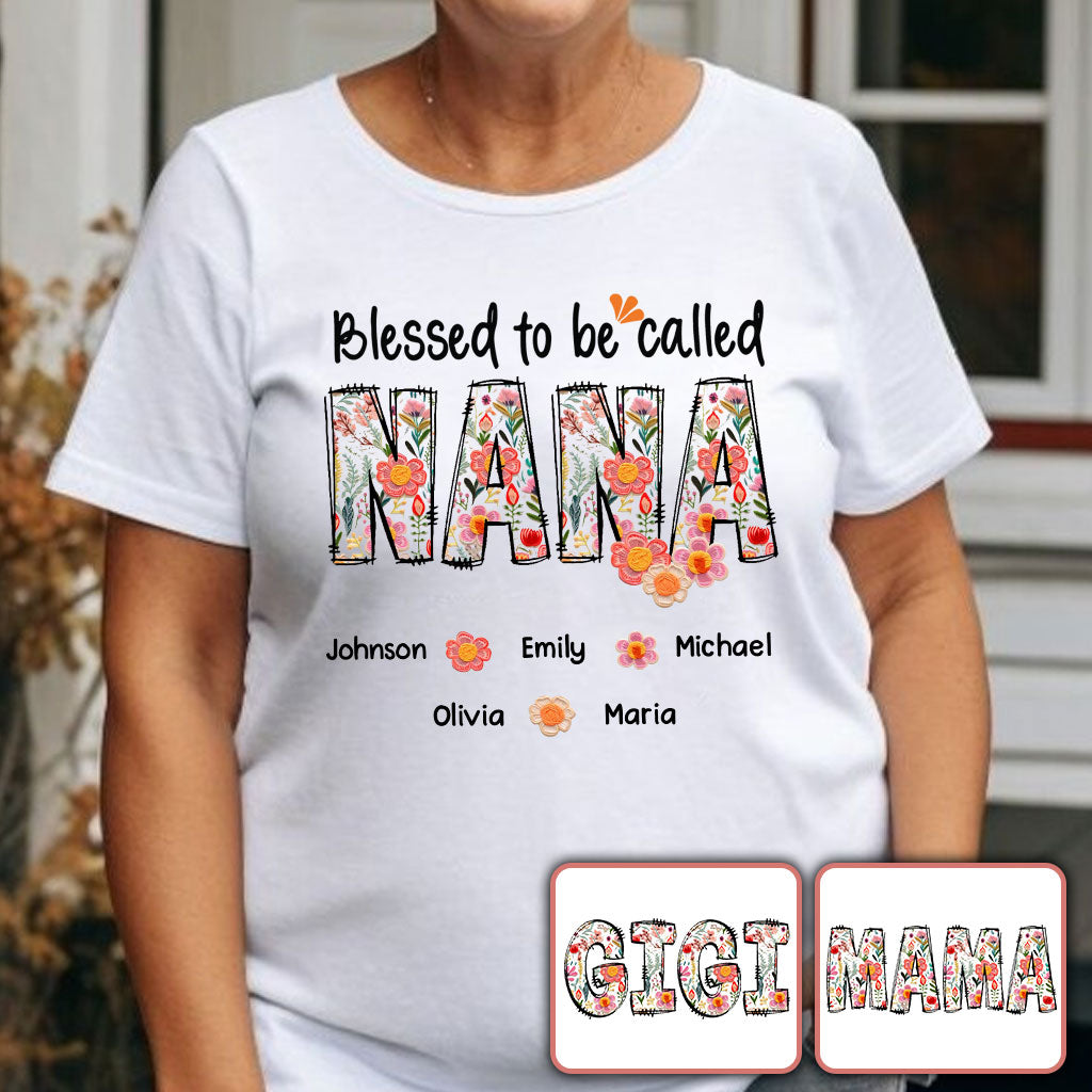 T-shirt et sweat à capuche personnalisés « Bénie d'être appelée Nana » style floral