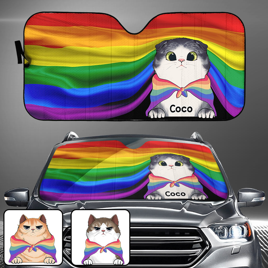 Pare-soleil de voiture personnalisé pour chat Pride Cat