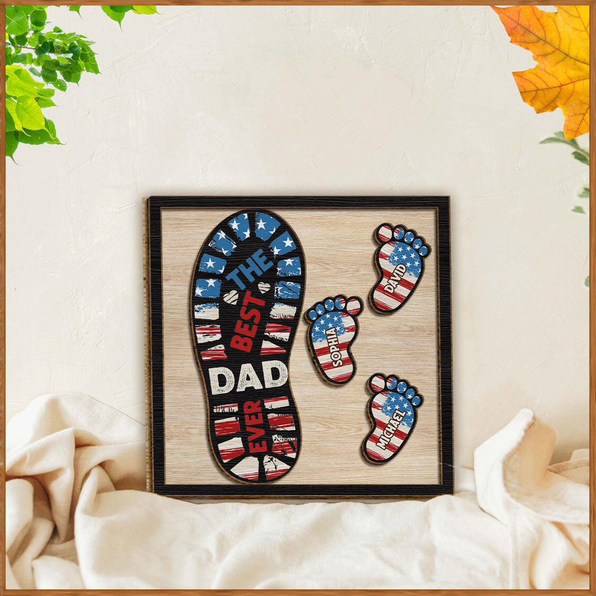 Le meilleur papa/grand-père du monde - Plaque en bois personnalisée à 2 couches