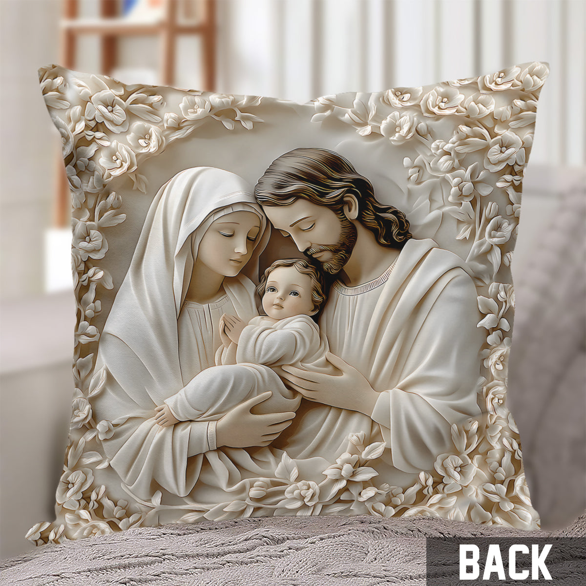 Coussin décoratif chrétien La Sainte Famille