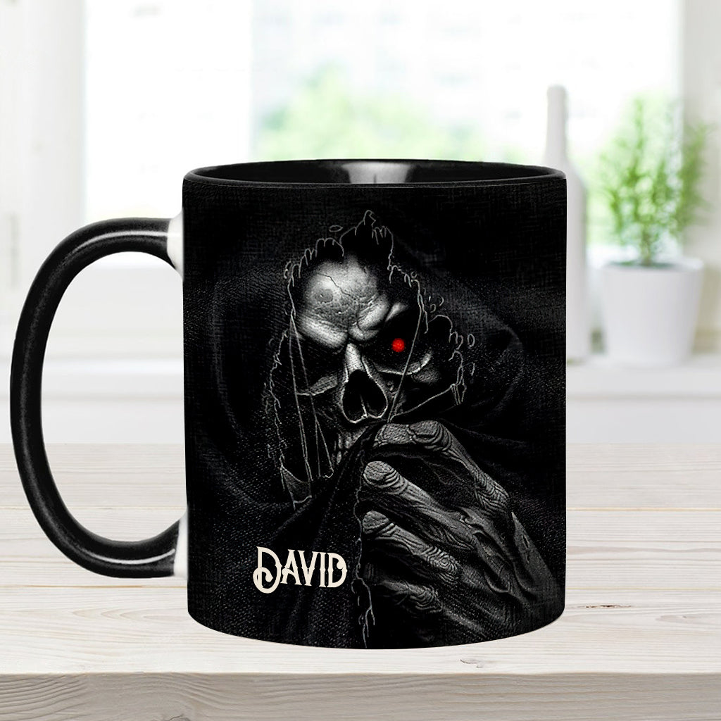 Mug personnalisé « Le Visage Caché » avec motif crâne