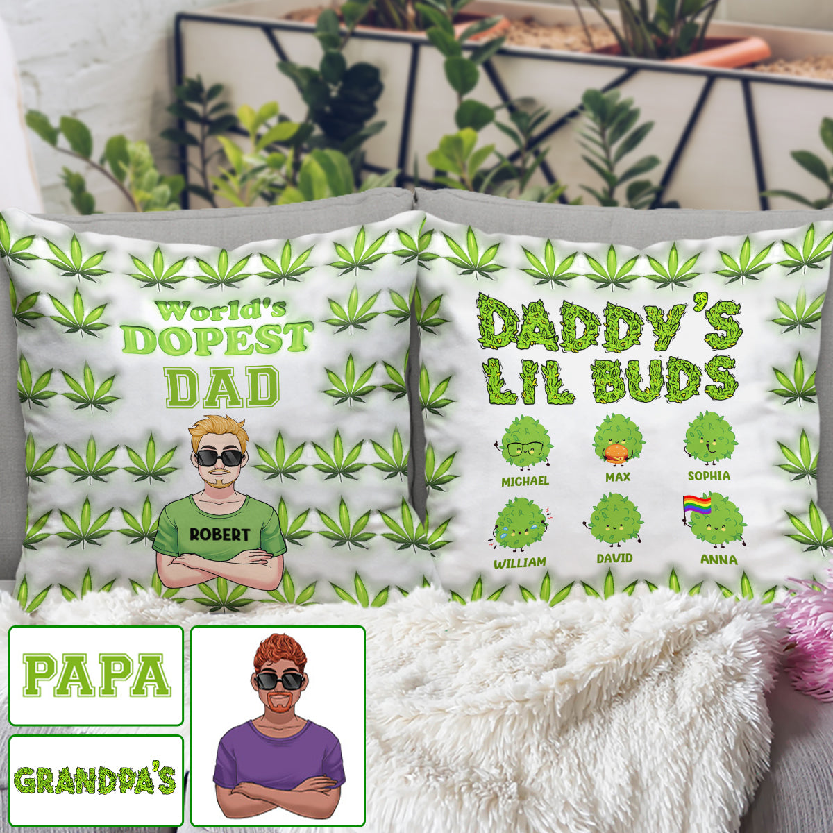 Le papa le plus cool du monde - Coussin décoratif personnalisé pour papa