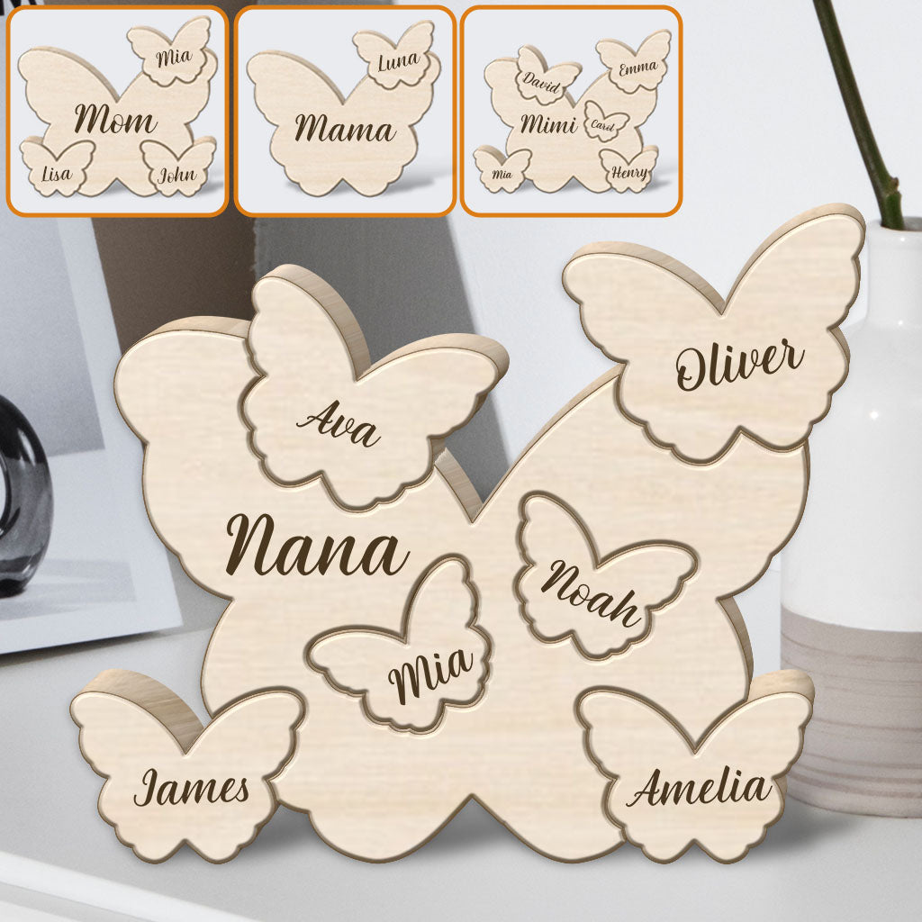 Puzzle papillon - Puzzle en bois personnalisé en forme de maman