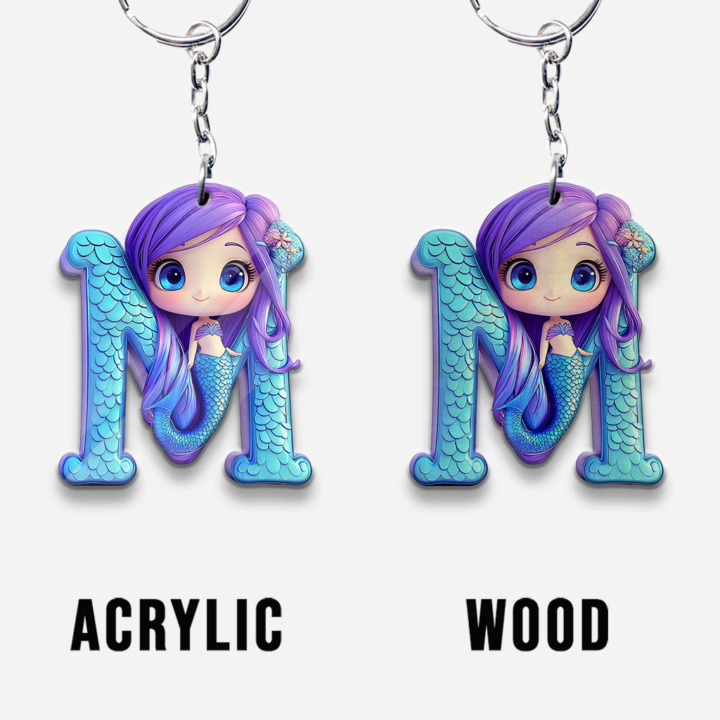 Beautiful Mermaid Letter - Personalized Kid Keychain