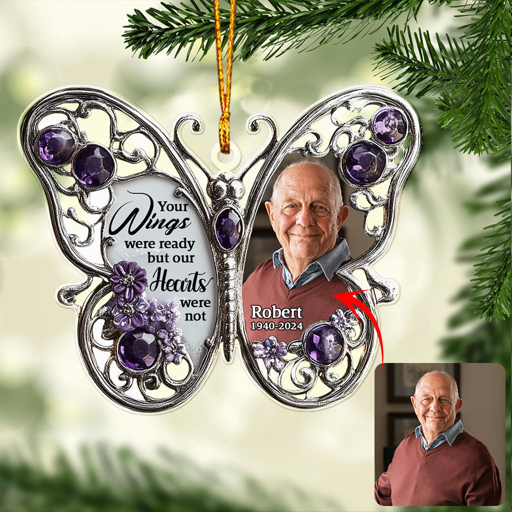 Tes ailes étaient prêtes, mais nos cœurs ne l'étaient pas - Ornement commémoratif personnalisé en forme de pièce unique