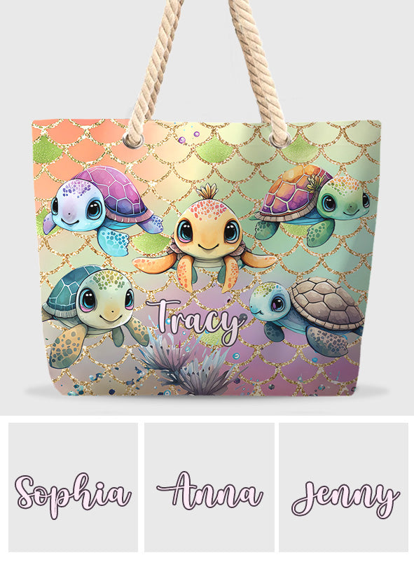 Cute Turtles - Personalized Turtle Beach Bag