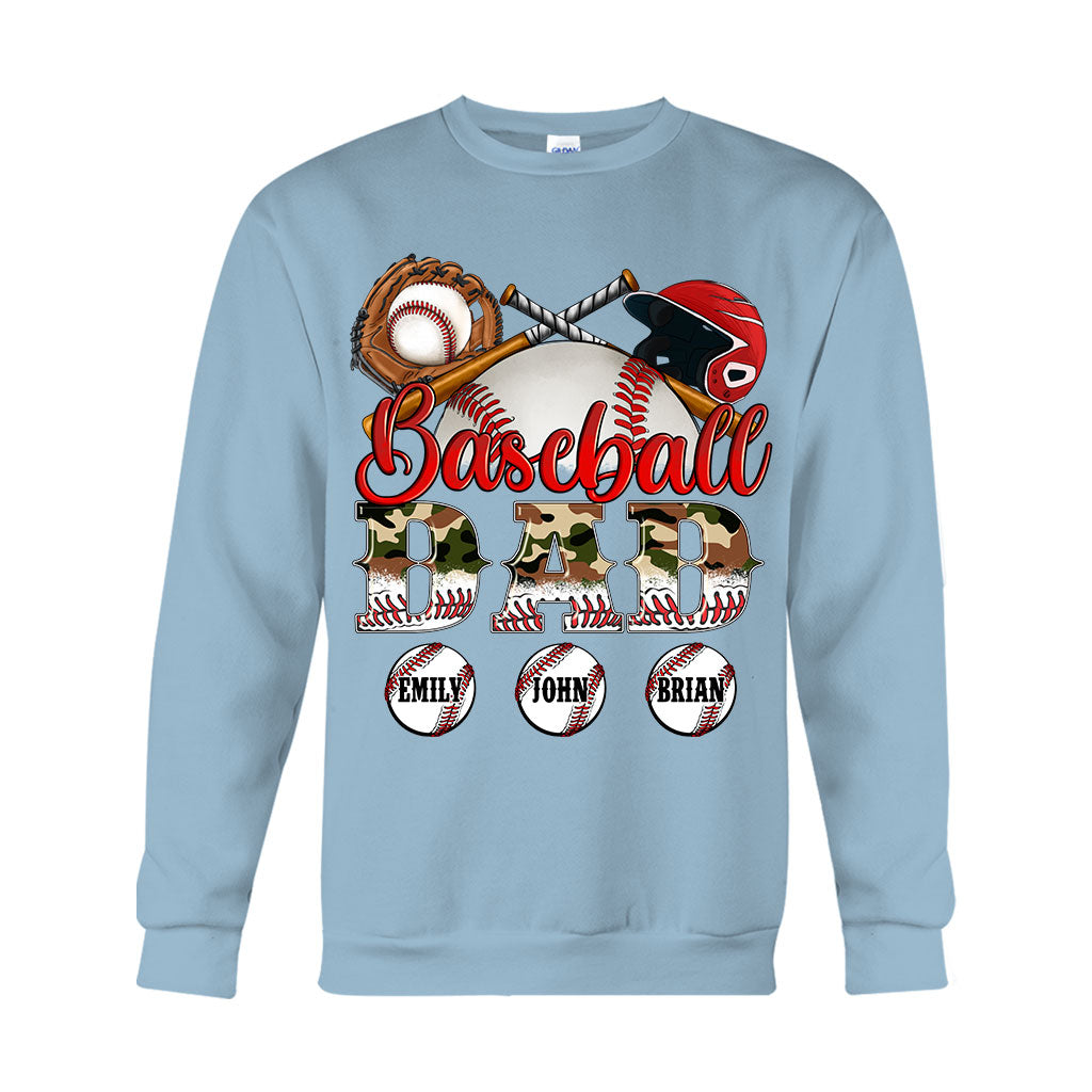 Meilleur papa de joueur de baseball au monde - T-shirt et sweat à capuche camouflage personnalisés - Sweat à capuche