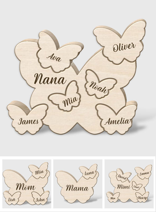 Puzzle papillon - Puzzle en bois personnalisé en forme de maman