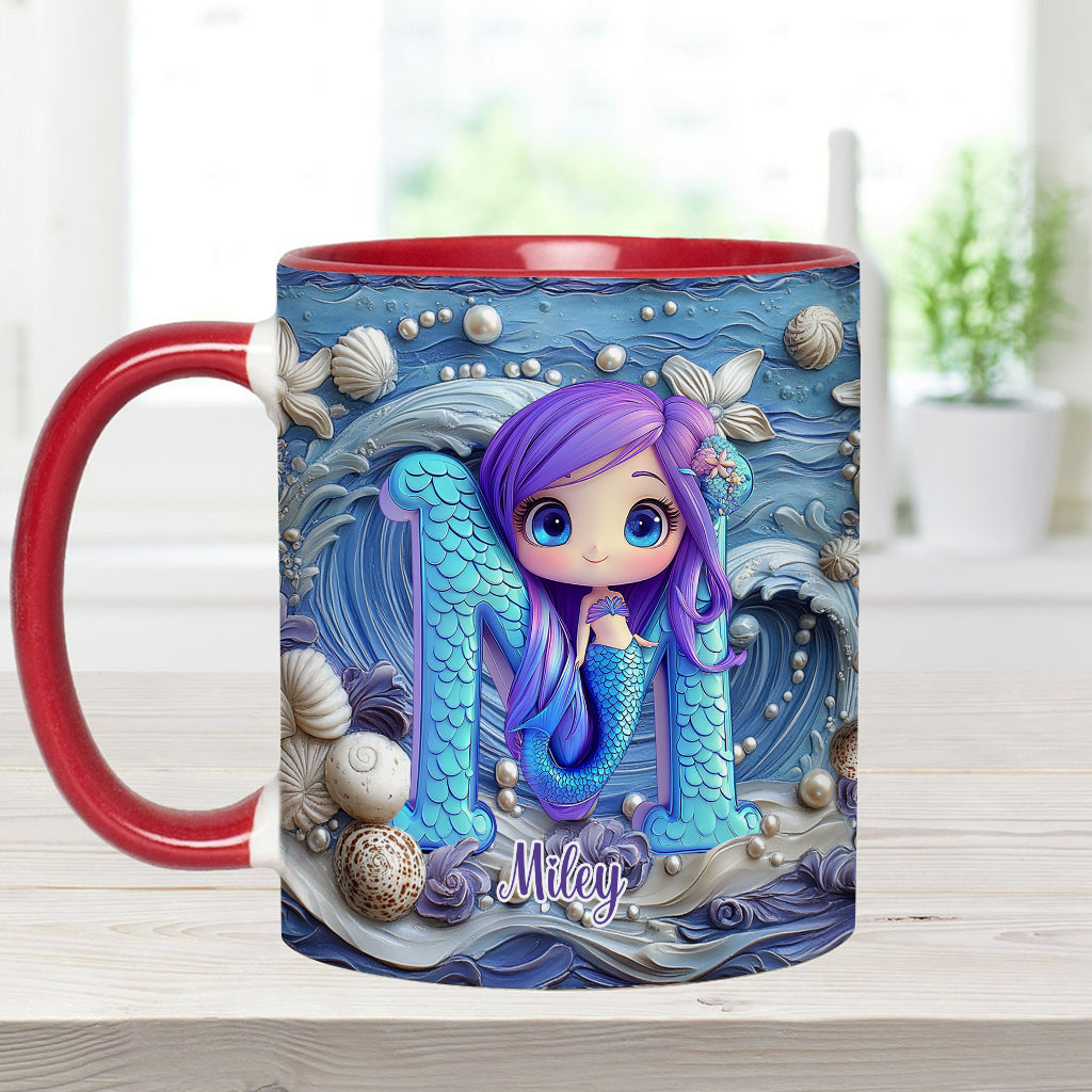 Beautiful Mermaid Letter - Personalized Kid Accent Mug