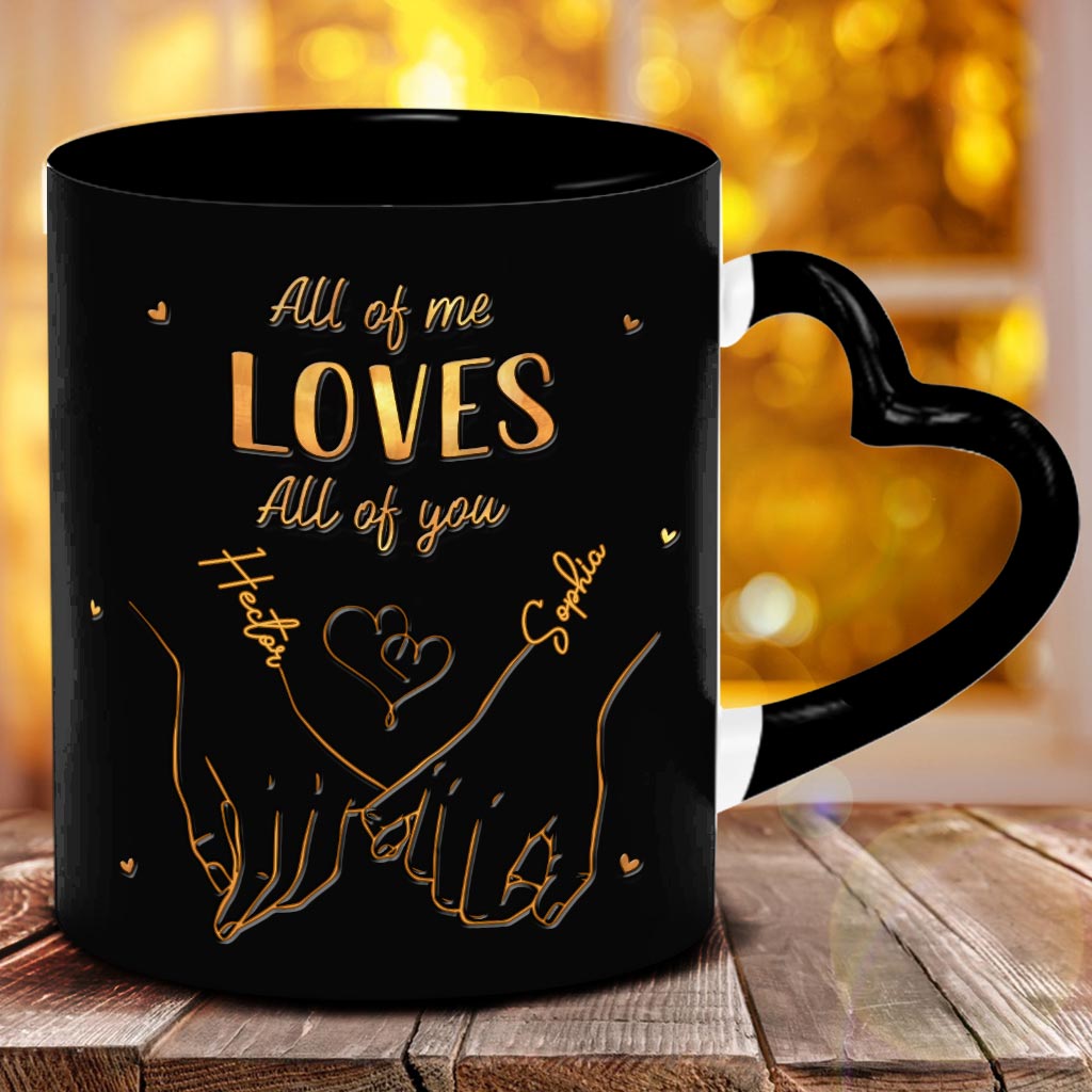 De notre premier baiser à notre dernier souffle - Mug personnalisé pour couple avec anse en forme de cœur