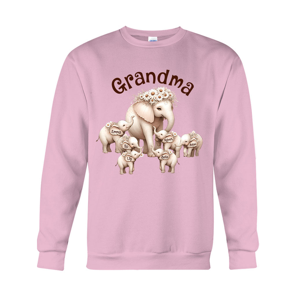 T-shirt et sweat à capuche personnalisés « Éléphant mignon » pour grand-mère