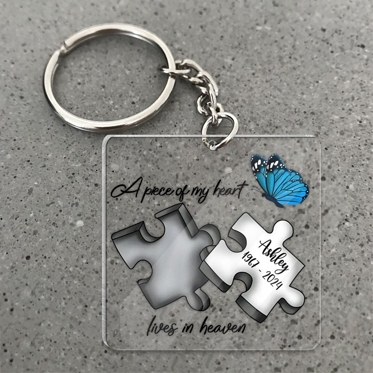 Memorial Butterfly Dragonfly Heaven Feather - Personalized Memorial Transparent Car Ornament