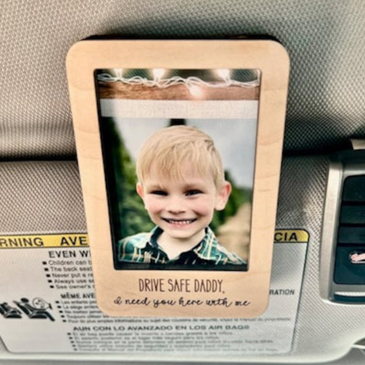 Drive Safe Daddy Custom Photo - Personalized Father Car Visor Clip