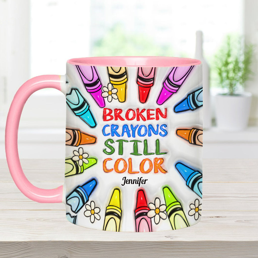 Mug personnalisé « Crayons cassés, mais toujours colorés » pour la prévention du suicide
