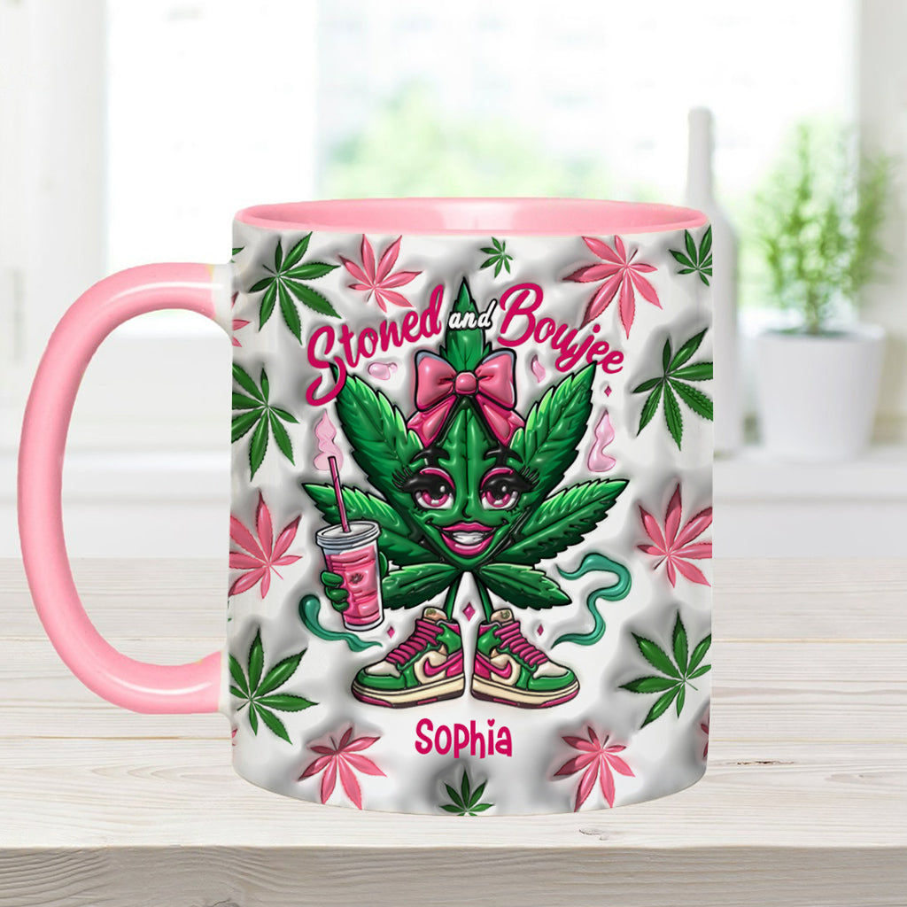 Mug personnalisé « Stoned And Boujee » avec motif cannabis