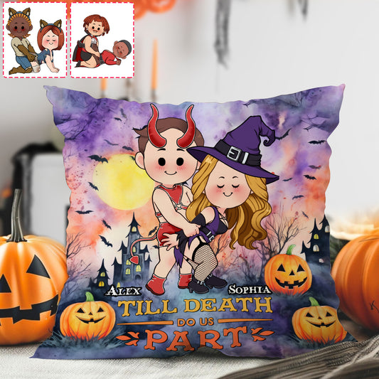 Jusqu'à ce que la mort nous sépare - Coussin décoratif personnalisé pour couple
