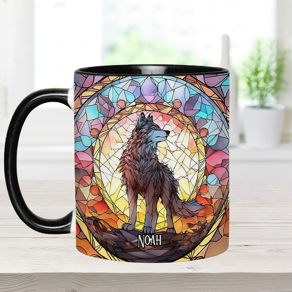 Mug personnalisé « Esprit féroce » avec motif loup