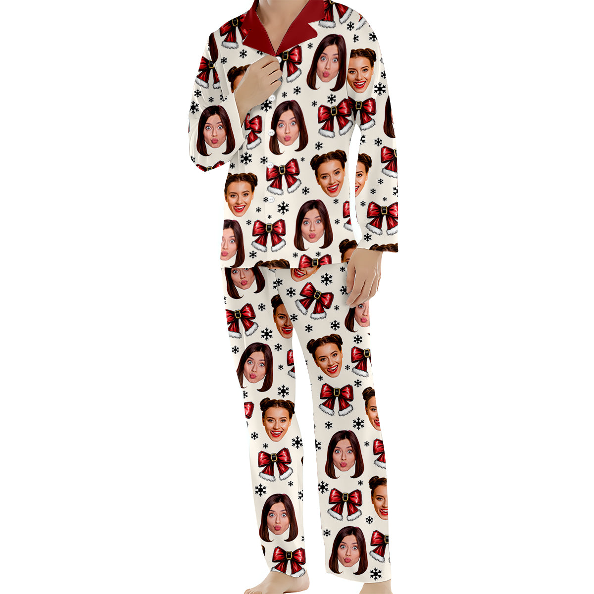 Pyjama de Noël Coquette Besties - Pyjama boutonné personnalisé pour meilleures amies