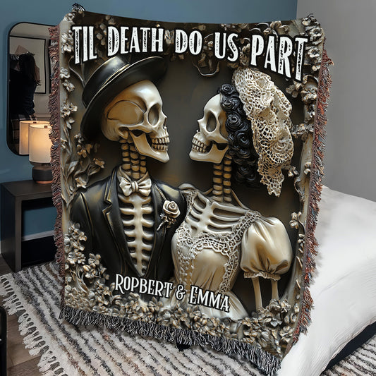 Jusqu'à ce que la mort nous sépare - Couverture tissée personnalisée pour couple