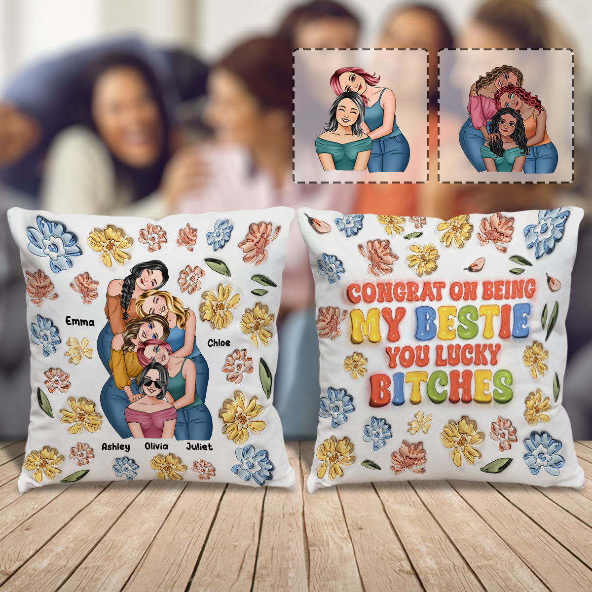Félicitations pour être ma meilleure amie ! - Coussin personnalisé pour meilleure amie