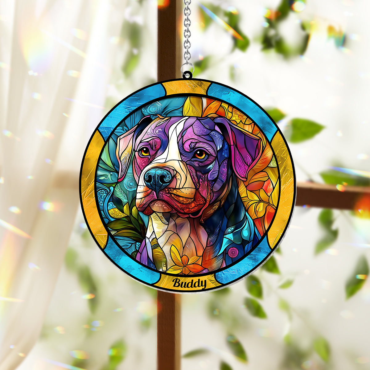 Cute Dog - Personalized Dog Window Hanging Suncatcher Ornament