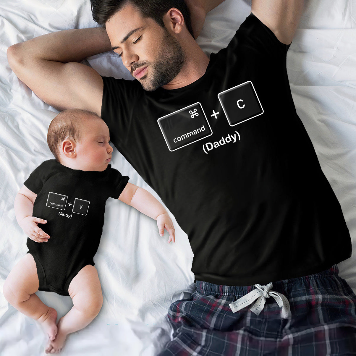 T-shirt et body personnalisés « Tel père, tel fils, telle fille » (humour) - Papa et bébé