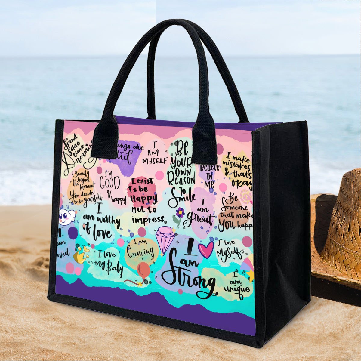 Positive Affirmation Self Care - Personalized Canvas Tote Bag