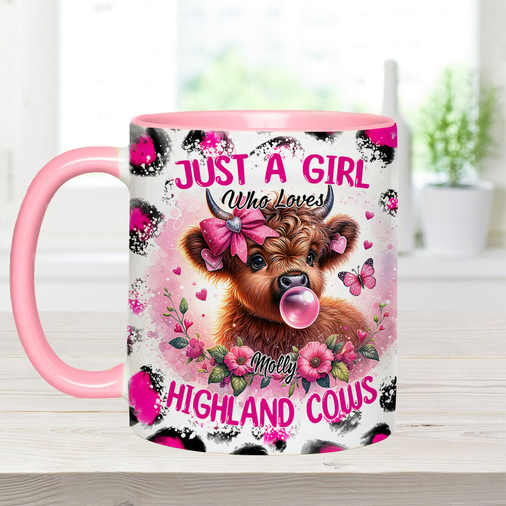 Mug personnalisé avec une adorable vache rose des Highlands