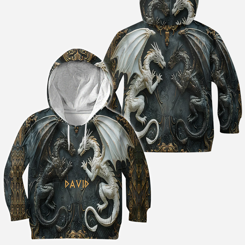 T-shirt personnalisé « J’adore les dragons » avec motif dragon intégral