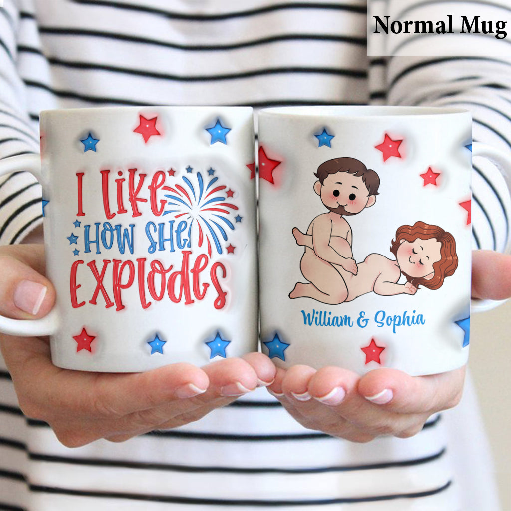 I Like How He Bangs I Like How She Explodes 4th July - Personalized Couple Mug