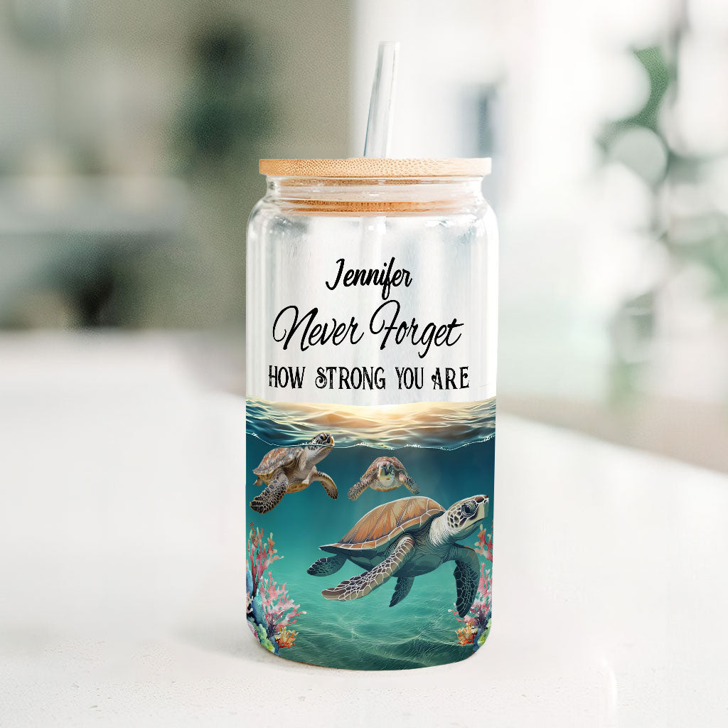 N'oublie jamais ta force - Verre personnalisé en forme de tortue