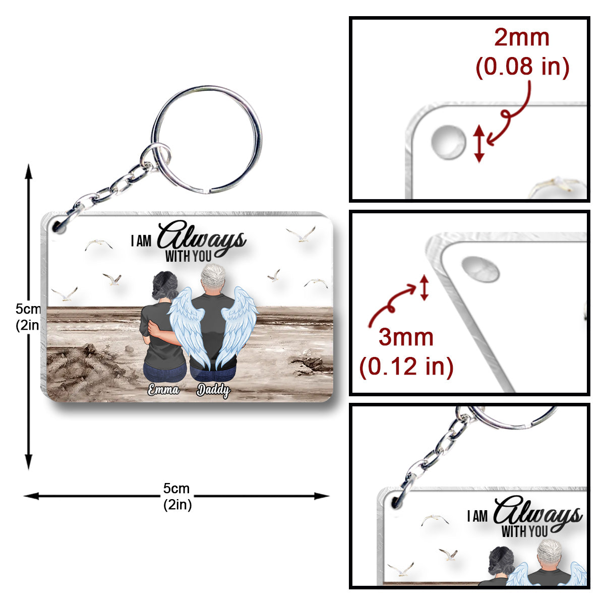 Je suis toujours avec toi - Porte-clés transparent commémoratif personnalisé « Je suis toujours avec toi »