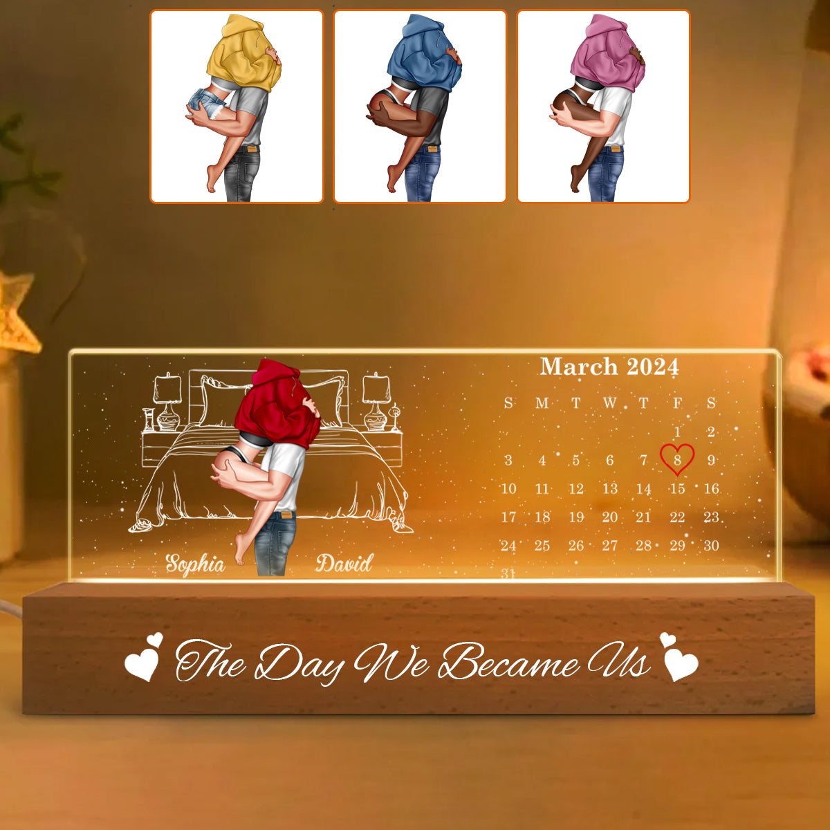 Le jour où nous sommes devenus nous - Veilleuse LED personnalisée pour couple