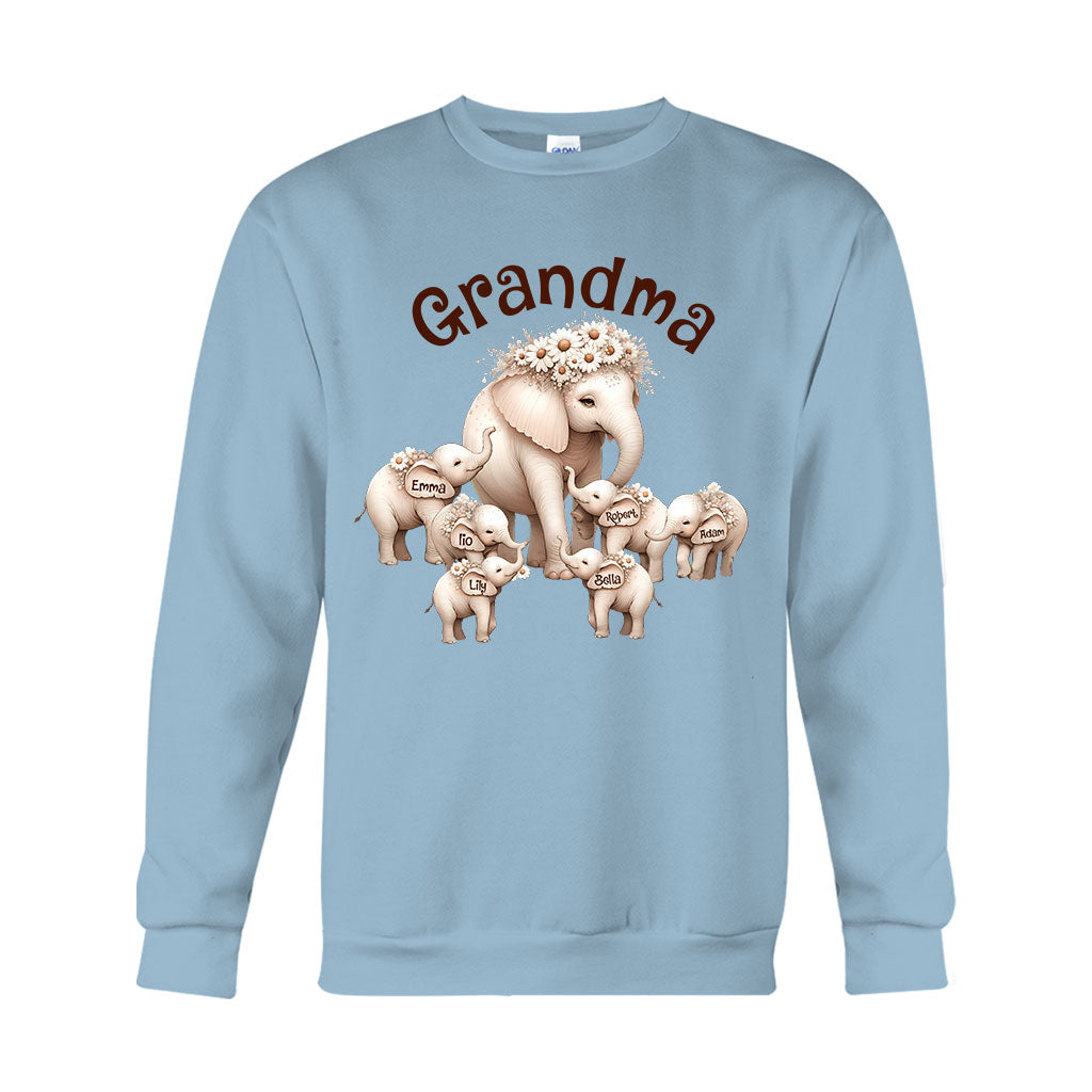 T-shirt et sweat à capuche personnalisés « Éléphant mignon » pour grand-mère