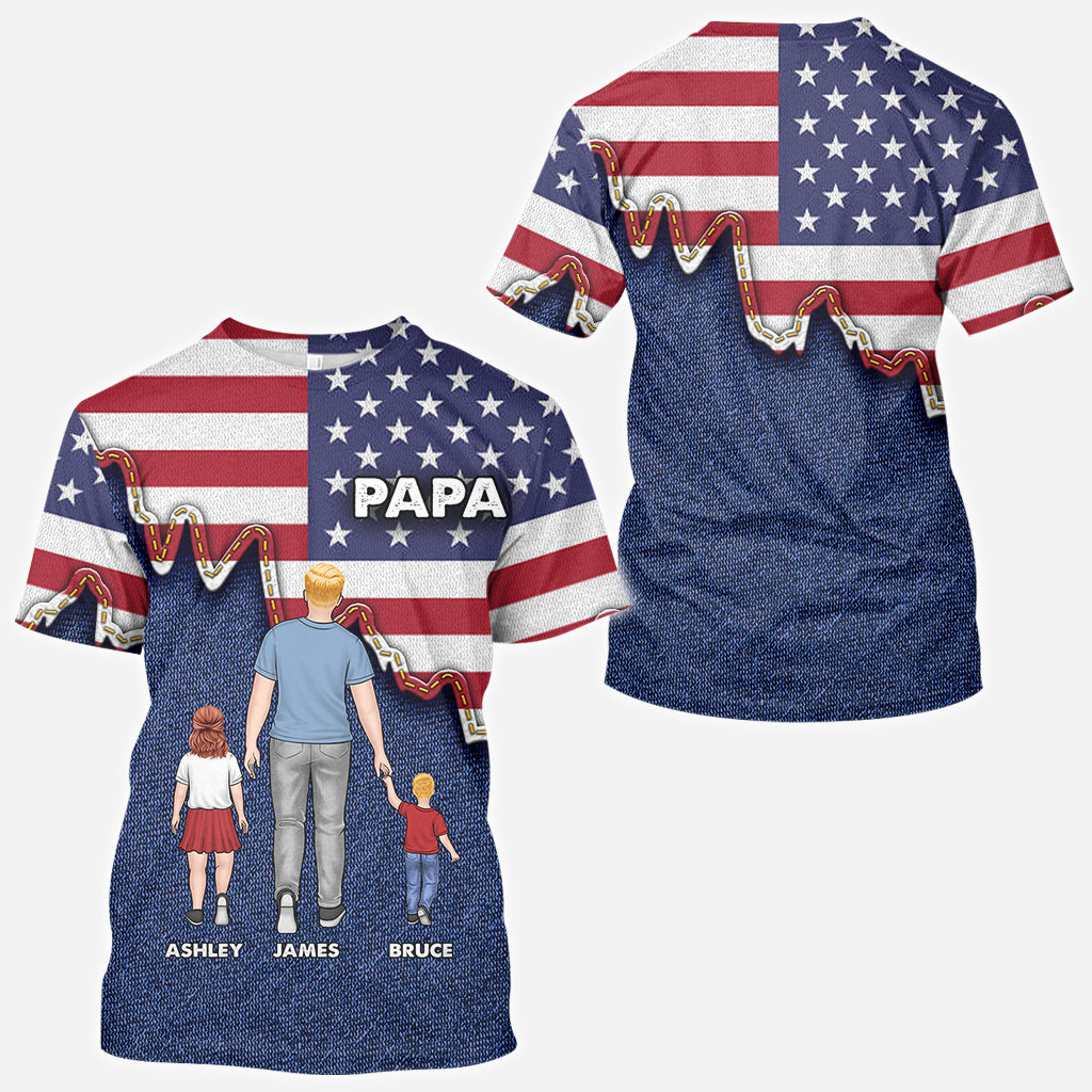 Papa American Flag - Personalized Grandpa All Over Shirt