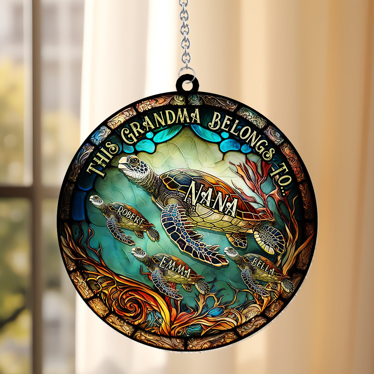 Cette grand-mère appartient à - Décoration attrape-soleil personnalisée à suspendre à la fenêtre 