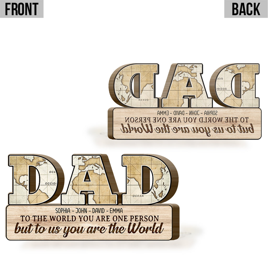 You Are Our World - Personalized Father Shaped Wooden Puzzle