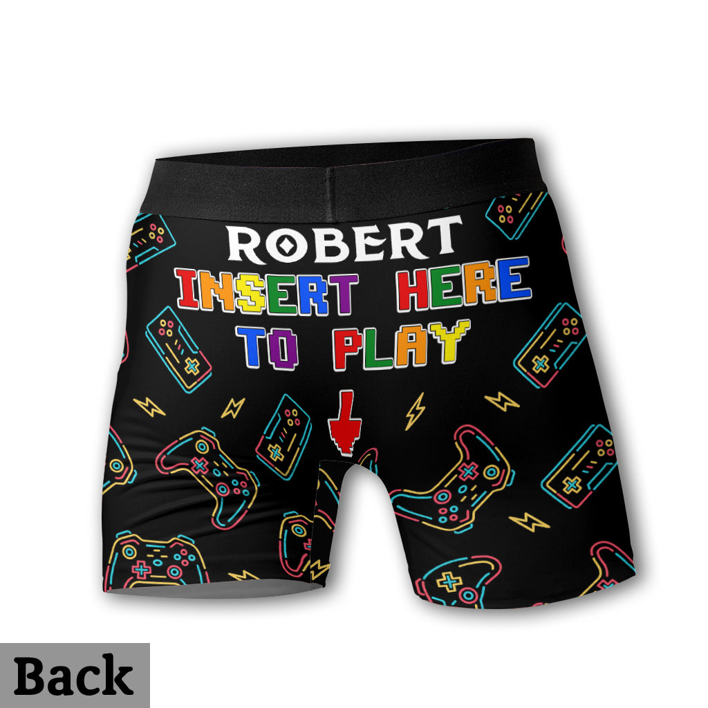 Insert Here To Play - Personalized LGBT Support Men’s Boxer Briefs