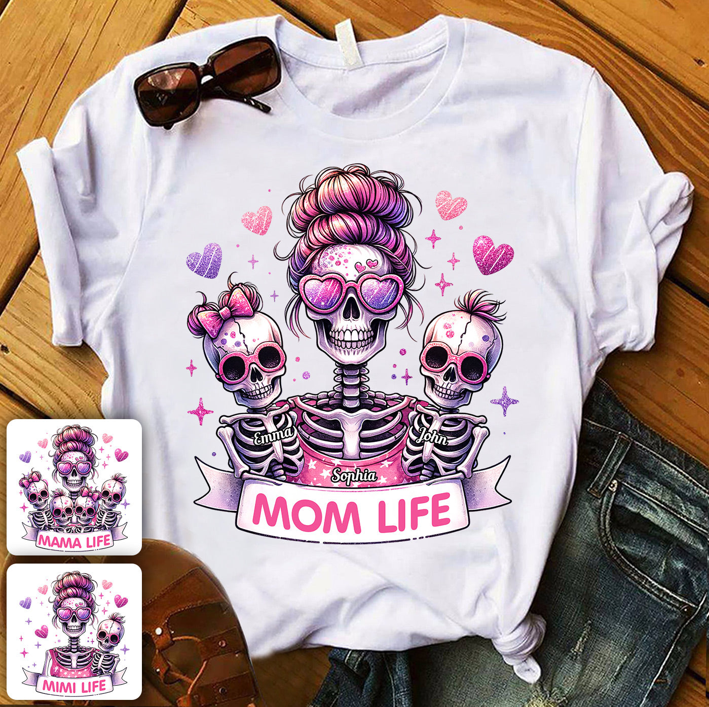 Vie de maman - T-shirt et sweat à capuche personnalisés avec tête de mort