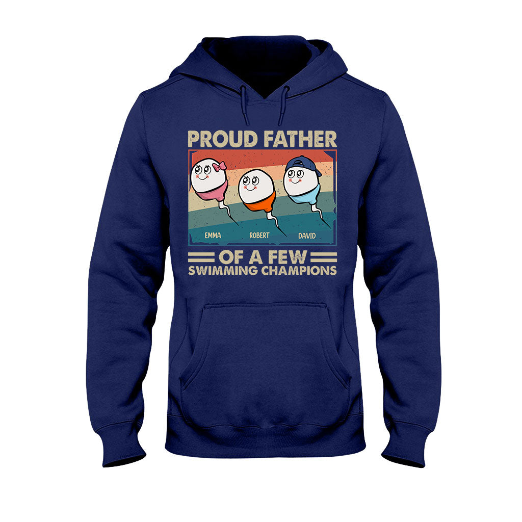 Fier papa, mère de plusieurs champions de natation - T-shirt et sweat à capuche personnalisés pour papa
