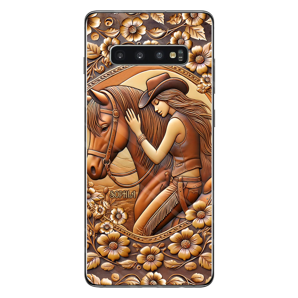 Une fille et son cheval - Coque de téléphone personnalisée à motif cheval