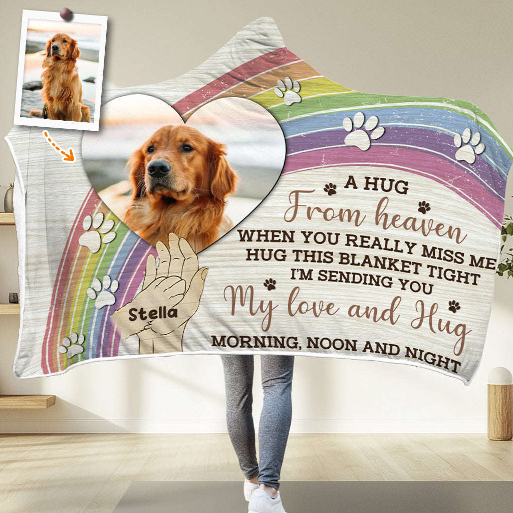 Un câlin venu du ciel - Couverture à capuche personnalisée pour chien