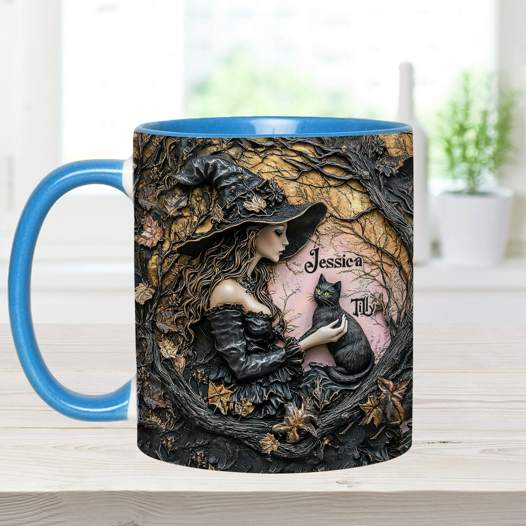 Une sorcière et son chat noir : c'est magnifique ! - Mug personnalisé à l'effigie d'une sorcière