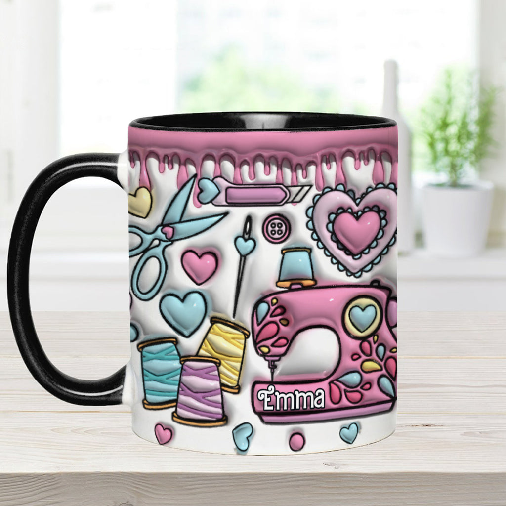 Sewing Lovers Pink - Personalized Sewing Accent Mug